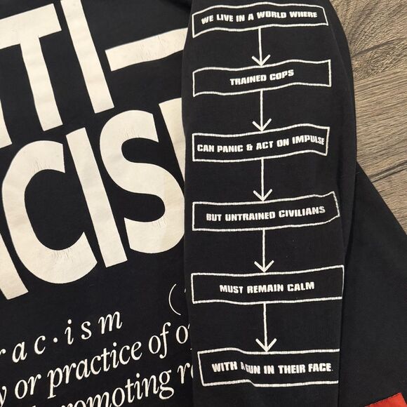 CHNGE UO Anti Racism Shirt Urban Outfitters SZ Medium Black Long Sleeve Graphic - Picture 9 of 10